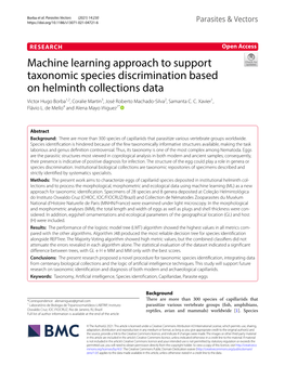 Machine Learning Approach to Support Taxonomic Species Discrimination