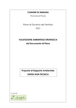 COMUNE DI SEMIANA Piano Di Governo Del Territorio