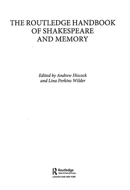 The Routledge Handbook of Shakespeare and Memory