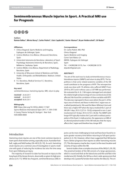 Semimembranosus Muscle Injuries in Sport. a Practical MRI Use for Prognosis