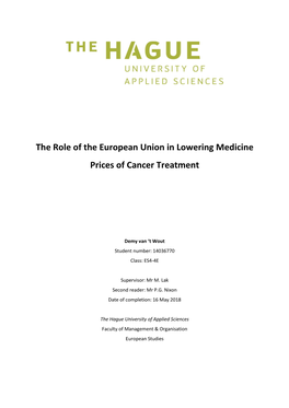 The Role of the European Union in Lowering Medicine Prices of Cancer Treatment