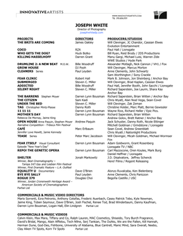 JOSEPH WHITE Director of Photography Josephwhitedp.Com