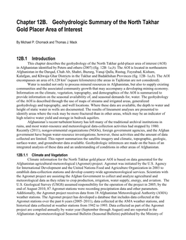 Geohydrologic Summary of the North Takhar Gold Placer Area of Interest