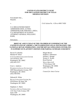 U.S. Chamber, Et. Al Amicus Brief -- Walmart, Inc. V. DOJ (E.D. Tex.).Pdf