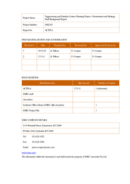 Environment and Heritage Draft Background Report Project Numbe