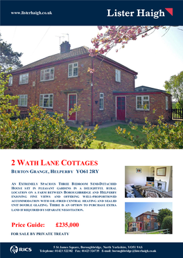 2 Wath Lane Cottages Burton Grange, Helperby Yo61 2Ry