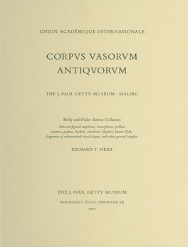 Corpus Vasorum Antiquorum: the J. Paul Getty Museum, Malibu