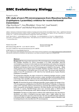 CR1 Clade of Non-LTR Retrotransposons from Maculinea