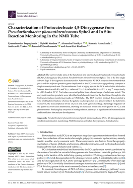 Characterization of Protocatechuate 4,5-Dioxygenase from Pseudarthrobacter Phenanthrenivorans Sphe3 and in Situ Reaction Monitoring in the NMR Tube