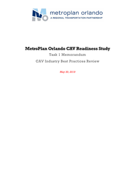 Metroplan Orlando CAV Readiness Study Task 1 Memorandum CAV Industry Best Practices Review