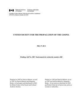 United Society for the Propagation of the Gospel