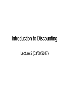 Introduction to Discounting