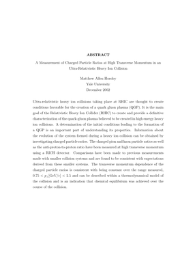 ABSTRACT a Measurement of Charged Particle