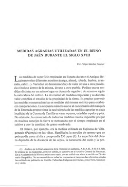 Medidas Agrarias Utilizadas En El Reino De Jaén Durante El Siglo Xviii