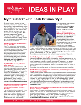 Mythbusters™ – Dr. Leah Brilman Style