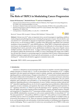 The Role of TRPC1 in Modulating Cancer Progression