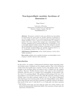 Non-Hyperelliptic Modular Jacobians of Dimension 3