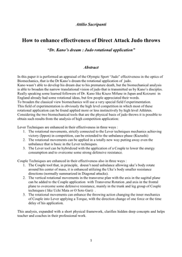 How to Enhance Effectiveness of Direct Attack Judo Throws