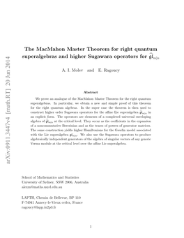 The Macmahon Master Theorem for Right Quantum Superalgebras and Higher Sugawara Operators for ̂Glm