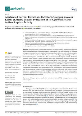 (ASE) of Mitragyna Speciosa Korth. (Kratom) Leaves: Evaluation of Its Cytotoxicity and Antinociceptive Activity