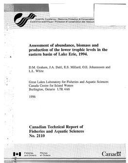 Assessment of Abondance, Biomass and Production of the Lower Trophic Levels in the Eastern Basin of Lake Erie, 1994