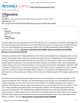 Oligocene ­ Accessscience from Mcgraw­Hill Education