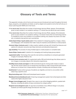 Glossary of Tools and Terms