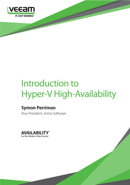 Introduction to Hyper-V High-Availability