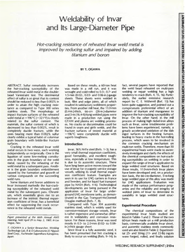 Weldability of Invar and Its Large-Diameter Pipe