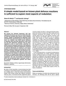 A Simple Model Based on Known Plant Defence Reactions Is Sufficient to Explain Most Aspects of Nodulation