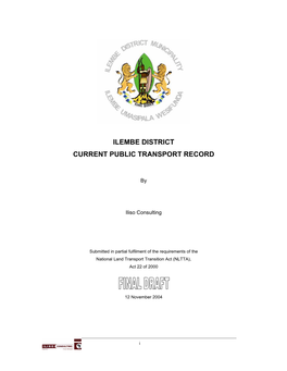 Ilembe District Current Public Transport Record