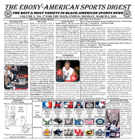 The Ebony-American Sports Digest the BEST & MOST VARIETY in BLACK-AMERICAN SPORTS NEWS VOLUME V, NO