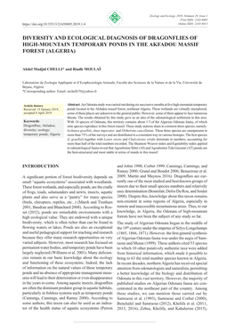 Diversity and Ecological Diagnosis of Dragonflies of High-Mountain Temporary Ponds in the Akfadou Massif Forest (Algeria)