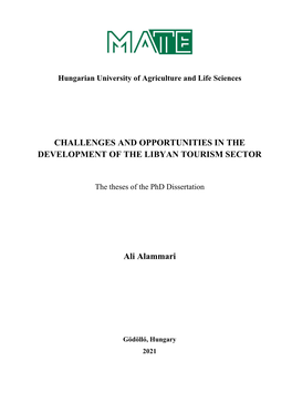 Challenges and Opportunities in the Development of the Libyan Tourism Sector