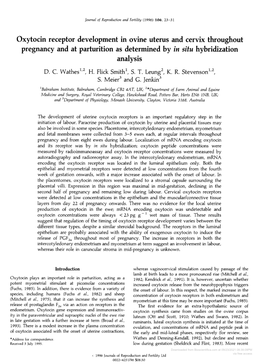 Oxytocin Receptor Development in Ovine Uterus and Cervix Throughout Pregnancy and at Parturition As Determined by in Situ Hybridization Analysis D