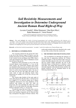 Soil Resistivity Measurements and Investigation to Determine Underground Ancient Roman Road Right-Of-Way