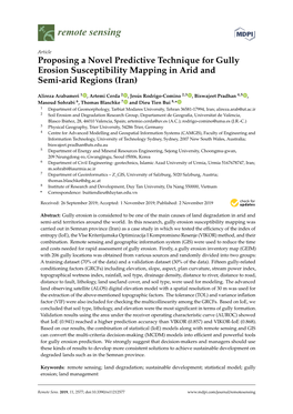 Proposing a Novel Predictive Technique for Gully Erosion Susceptibility Mapping in Arid and Semi-Arid Regions (Iran)