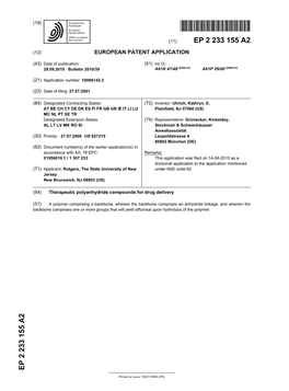 Therapeutic Polyanhydride Compounds for Drug Delivery