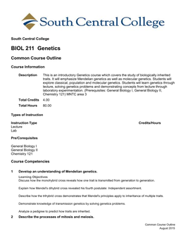 BIOL 211 Genetics