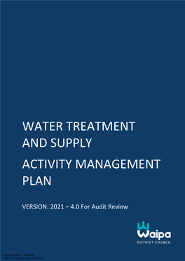 Water Treatment and Supply Activity Management Plan