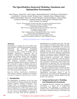 The Openmodelica Integrated Modeling, Simulation and Optimization Environment