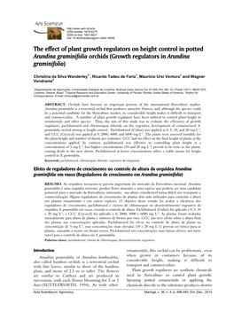 The Effect of Plant Growth Regulators on Height Control in Potted Arundina Graminifolia Orchids (Growth Regulators in Arundina Graminifolia)