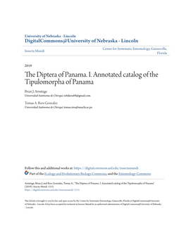 The Diptera of Panama. I. Annotated Catalog of the Tipulomorpha of Panama Brian J