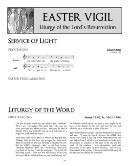 EASTER VIGIL Liturgy of the Lord’S Resurrection