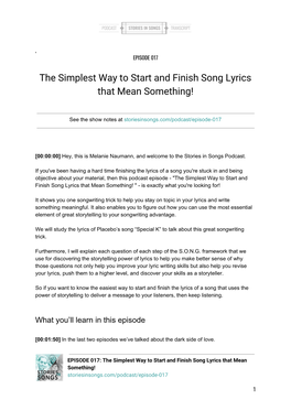 The Simplest Way to Start and Finish Song Lyrics That Mean Something!