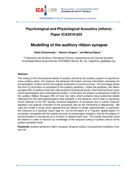 Modelling of the Auditory Ribbon Synapse