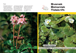 Svensk Botanisk Tidskrift Svensk Botanisk Volym 107: Häfte 5, 2013 107(5): (2013) 241–304