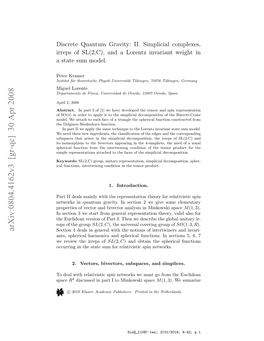 Discrete Quantum Gravity: II. Simplicial Complexes, Irreps of SL