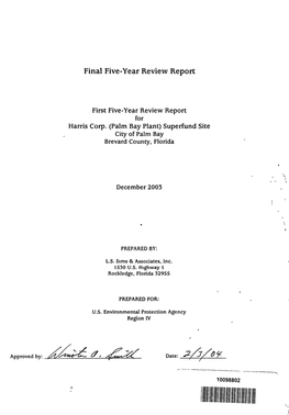 Five Year Review Report for Harris Corp