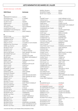 Liste Nomination Des Communes